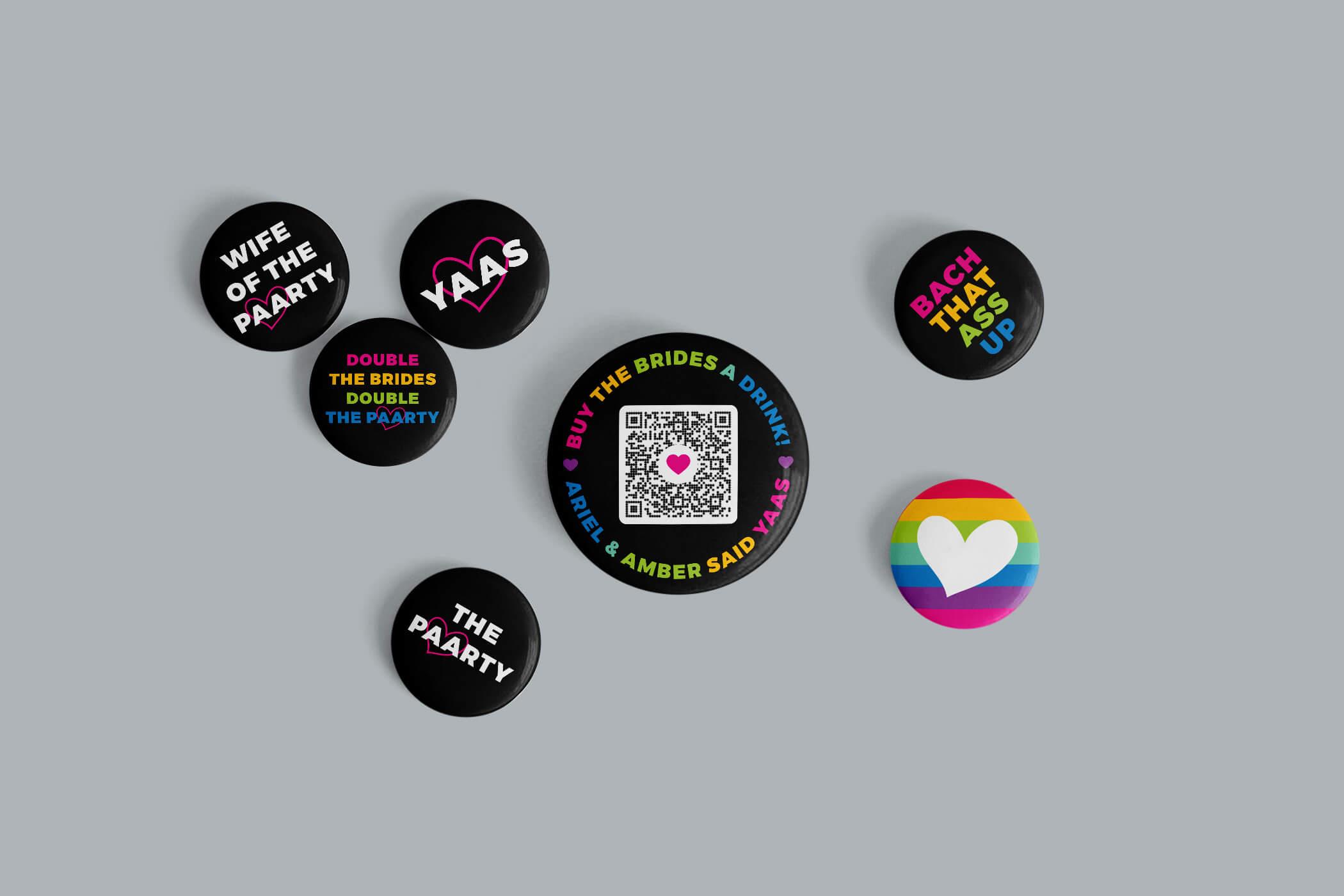 Button pins for a bachelorette party