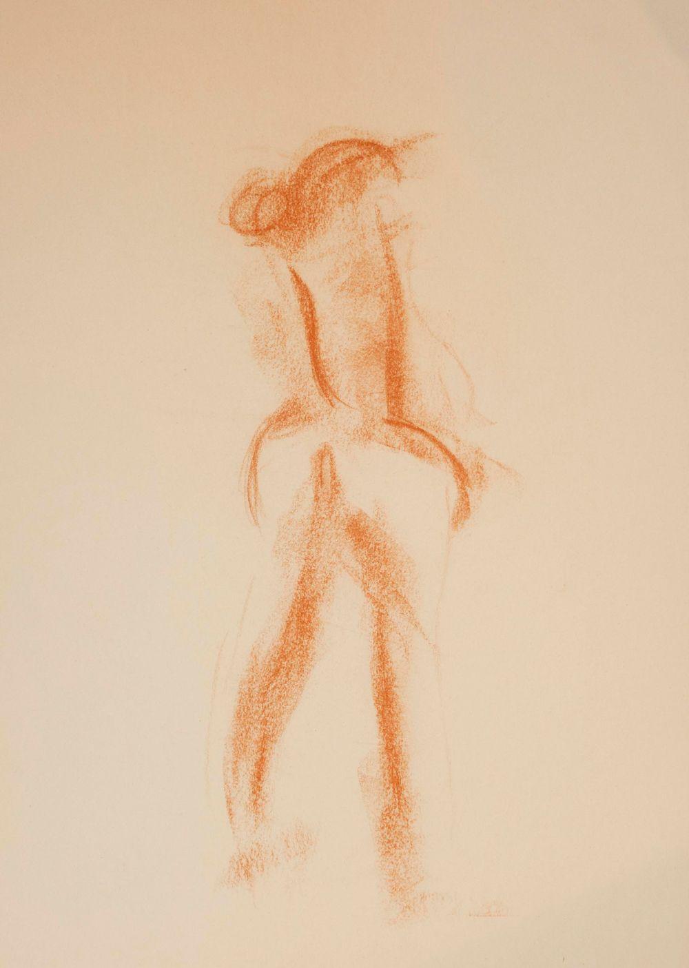 Quick figure drawing of a woman's body from behind