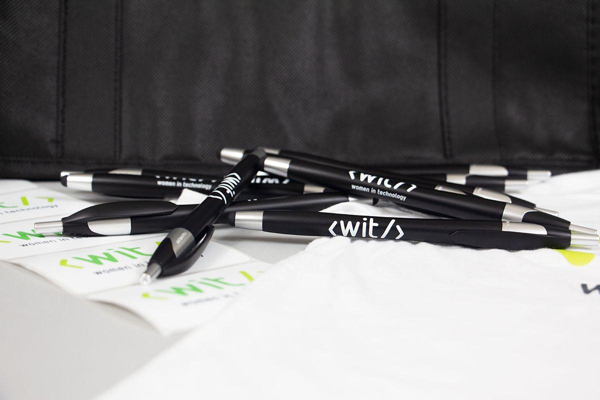 WIT-branded pens and stickers