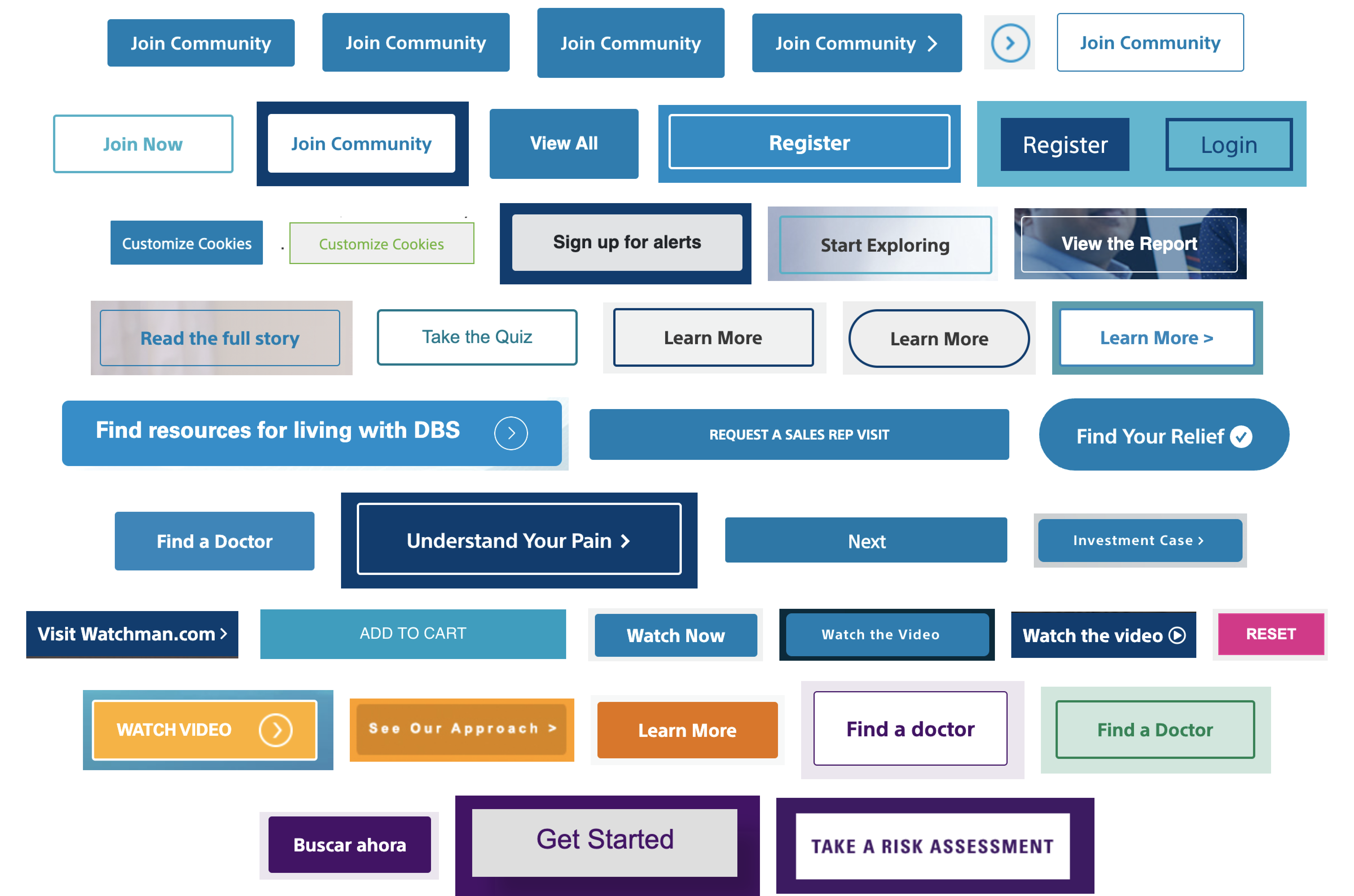 An audit showing dozens of button styles